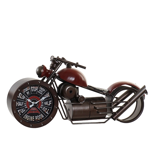 Ceas motocicleta din metal rosu 50x25 cm