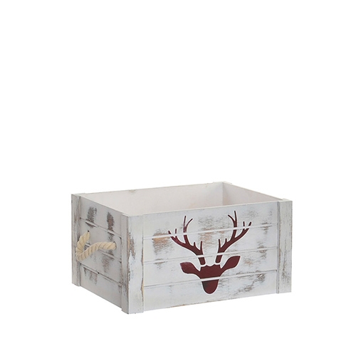 Cutie din lemn gri cu model ren 35x25x18 cm