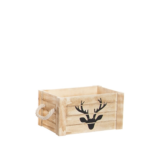 Cutie din lemn natur cu model ren 30x20x16 cm