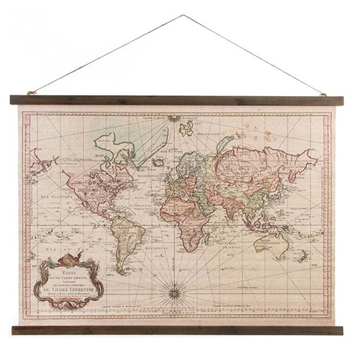Deco world map din lemn si panza 105x65 cm - 2 modele