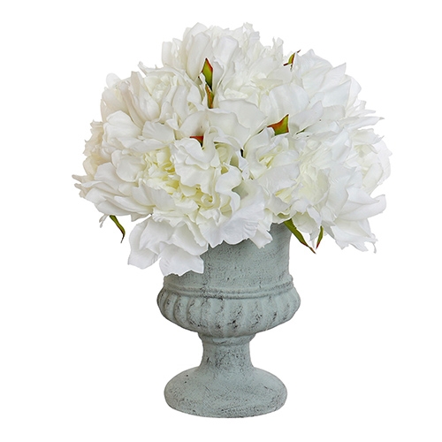 Floare decorativa blanca in vaza din metal 30 cm