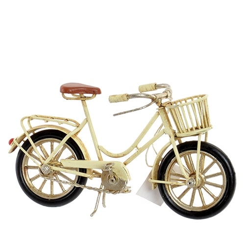 Macheta bicycle din metal crem 16x5.5x8.5 cm