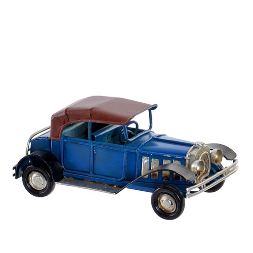 Macheta vintage car din metal albastru 5 cm