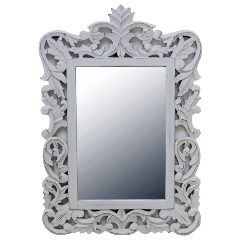 Oglinda contessa din lemn alb 45x65 cm