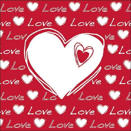 Servetele love heart 33x33 cm