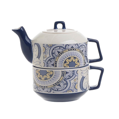 Tea-for-one mandala din portelan 15.5x10x13.5 cm