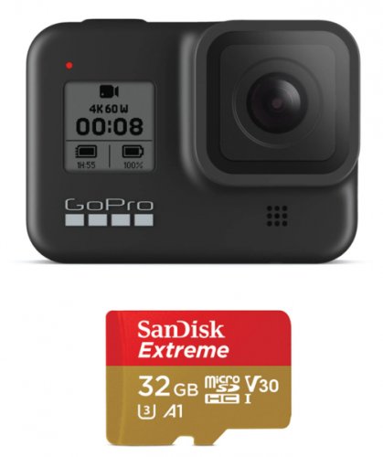 Gopro camera de actiune hero 8 black 4k60 cu sandisk card 32