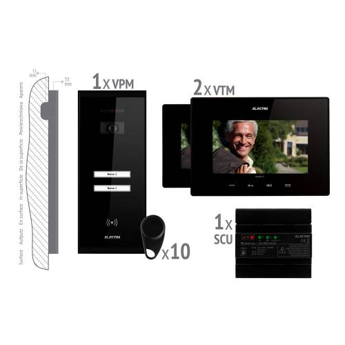 Kit videointerfon smart+ electra vkm.p2sr.t7s4.elb04 pentru 2 familii