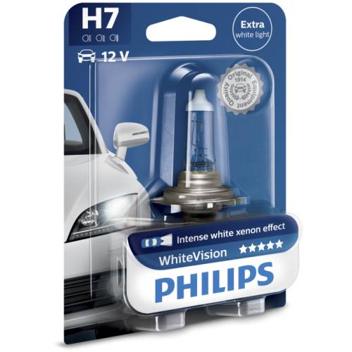 Bec auto cu halogen pentru far philips h7 white vision ultra 12v 55w 1 buc