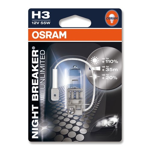 Bec auto halogen pentru far osram h3 night breaker unlimited 12v 55w 1 buc