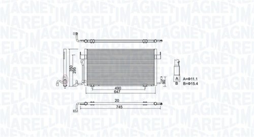 Radiator ac condensator potrivit citroen berlingo, berlingo minivan; peugeot partner, partner minivan 1.8d 1.9d 05.96-12.15