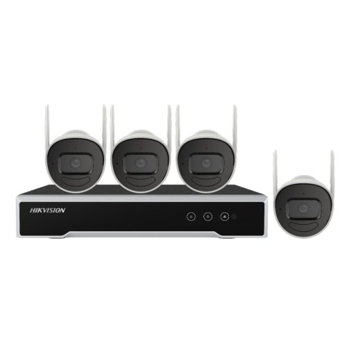 Kit de supraveghere wireless wifi hikvision pentru interior/exterior, audio-video, 4 mp, 4 camere cu microfon