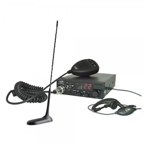 Kit statie radio cb pni escort hp 8001 asq + casti hs81 + antena cb pni extra 45 cu magnet