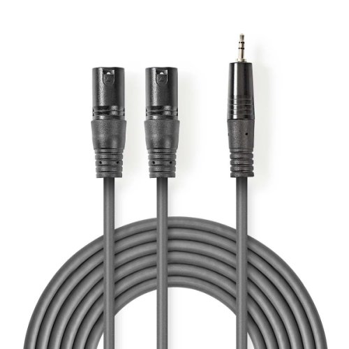Cablu audio stereo 2x xlr 3-pin tata - 3.5mm tata 1.5m gri sweex