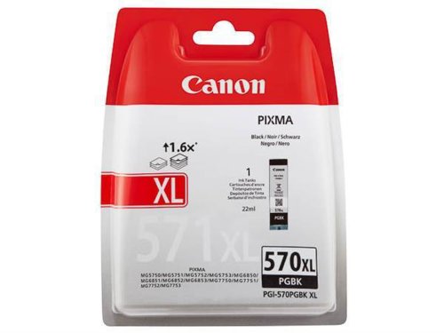 Cartus cerneala canon pgi-570xl pgbk, pigment black, capacitate 22ml, pentru canon pixma mg6850 mg6851, canon pixma mg5750 mg5751, canon pixma mg7750 mg7751 mg7752.