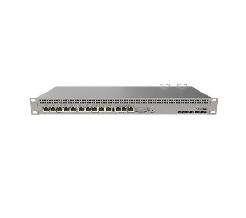 Mikrotik router rb1100ahx4 dude edition with annapurna alpine al21400 cortex a15 cpu (4-cores, 1.4ghz per core), 1gb ram, 128 mb, 13xgbit lan, 60gb m.2 drive, routeros l6, poe in: 802.3af at, 1u rackm