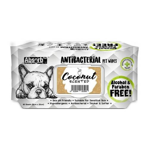 Kit Kat Absorbant plus antibacterian pet wipes cocos, 80 bucati