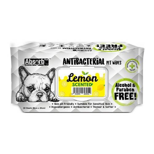 Kit Kat Absorbant plus antibacterian pet wipes lemon, 80 bucati