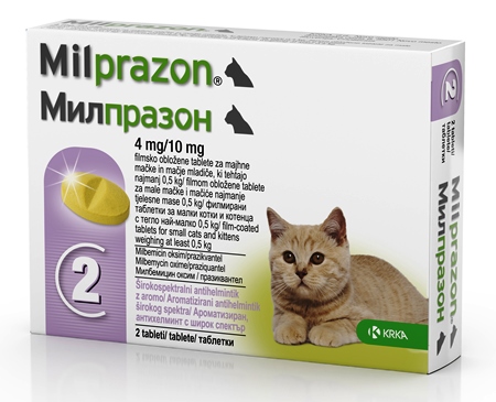 Milprazon cat 4 / 10 mg (< 2 kg), 2 tablete