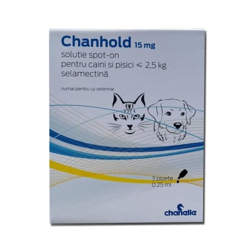 Chanelle Pipete antiparazitare, chanhold, 15 mg x 3, ≤ 2.5 kg
