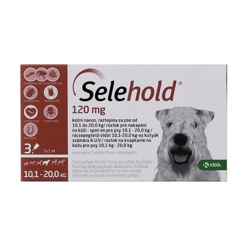 Krka Selehold dog 120 mg / ml (10.1 - 20 kg), 3 x 1 ml