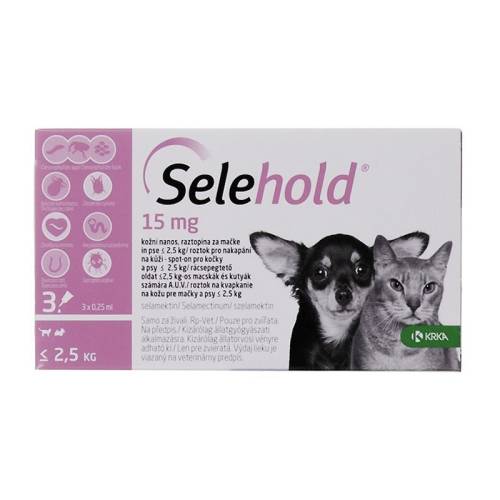 Selehold spot on puppy&kitten 15 mg / ml (< 2.5 kg), 3 x 0.25 ml