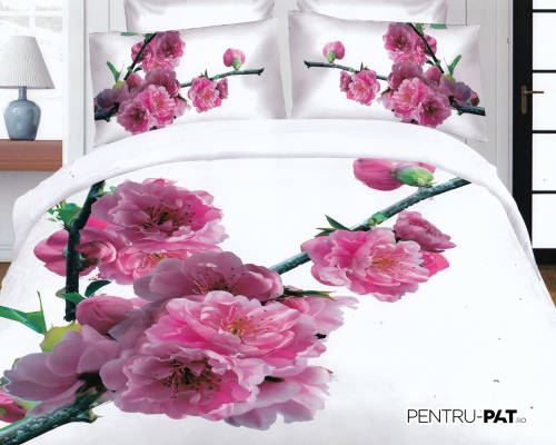 Ralex Pucioasa Lenjerie de pat policoton pucioasa 3d cu trandafiri japonezi