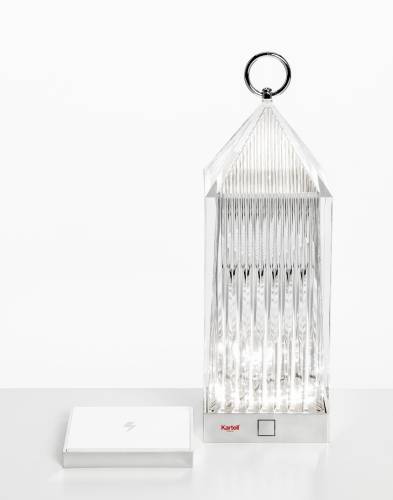 Lampa portabila de exterior kartell lantern design fabio novembre 1 2w led transparent