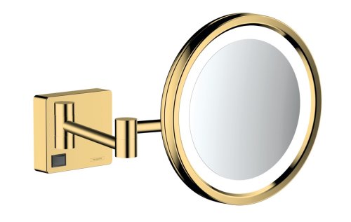 Oglinda cosmetica cu brat hansgrohe logis addstoris x3 16cm iluminat led gold optic lustruit