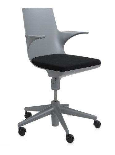 Scaun birou cu brate kartell spoon chair design antonio citterio & toan nguyen gri-negru