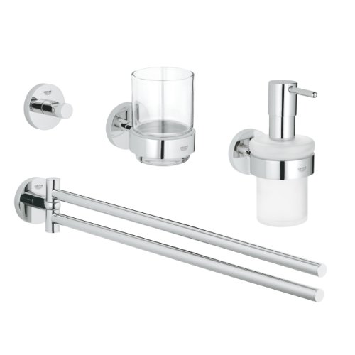 Set 4 accesorii baie grohe essential master 4-in-1 40846001 crom