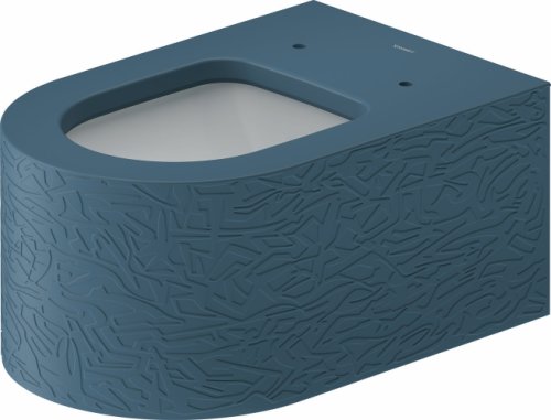 Vas wc suspendat duravit millio durocast interior ceramic alb cu hygieneglaze surface pattern albastru mat