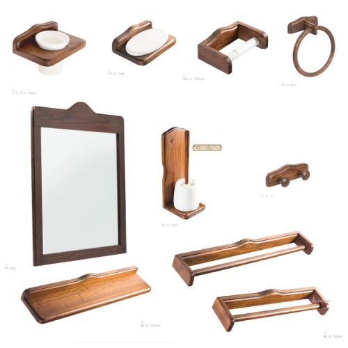 Set de accesorii pentru baie metaform mathilde, lemn finisaj nuc