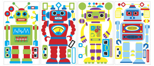 Sticker build your own robot | 4 colite de 25,4 cm x 45,7 cm