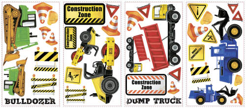 York Wallcoverings Sticker construction trucks | 4 colite de 25,4 cm x 45,7 cm