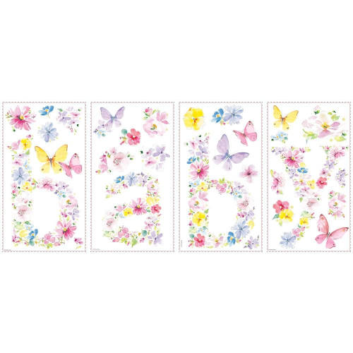 Sticker decorativ baby butterflies | 4 colite de 25,4 cm x 45,7 cm