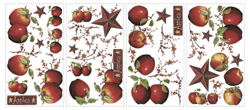 York Wallcoverings Sticker decorativ country apples | 4 colite de 25,4 cm x 45,7 cm