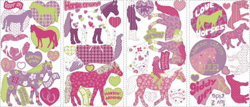 York Wallcoverings Sticker decorativ horse crazy | 4 colite de 25,4 cm x 45,7 cm