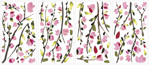 Sticker decorativ pink blossom branches | 4 colite de 25,4 cm x 45,7 cm