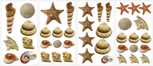 Sticker decorativ sea shells | 4 colite de 25,4 cm x 45,7 cm
