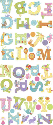 Sticker educativ dena animal alphabet | 4 colite de 25,4 cm x 45,7 cm