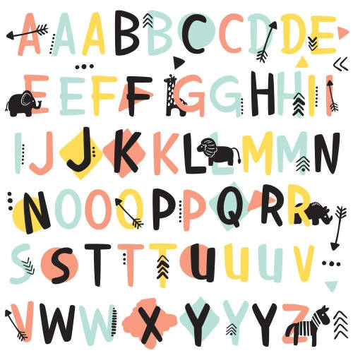 Sticker educativ tribal alphabet |4 colite de 22,8 cm x 44,1 cm