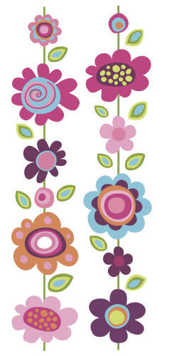 York Wallcoverings Sticker flower stripe locker | 2 colite de 21,8 x 101,6 cm