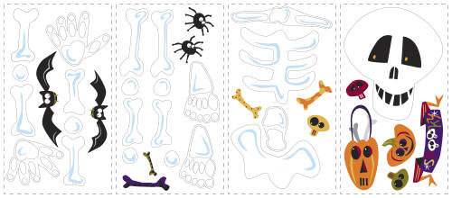 Sticker fosforescent build a skeleton | 4 colite de 25,4 cm x 45,7 cm