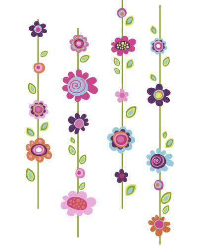 York Wallcoverings Sticker gigant flower stripe | 2 colite de 45,7 cm x 101,6 cm