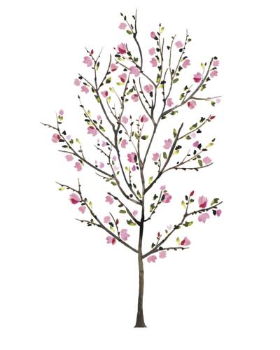 Sticker gigant pink blossom tree | 96,5 x 165,1 cm