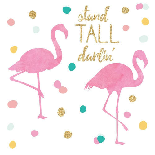 Sticker gigant tall flamingo cu sclipici | 43,8 x 92,7 cm
