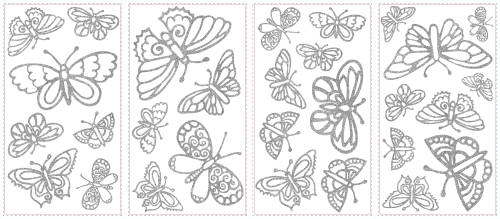 York Wallcoverings Sticker glitter butterflies | 4 colite de 25,4 cm x 45,7 cm