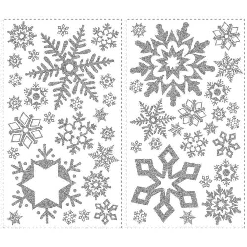 York Wallcoverings Sticker glitter snowflakes | 4 colite de 25,4 cm x 45,7 cm