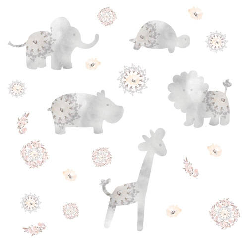 Sticker gray baby animals | 4 colite de 25,4 cm x 45,7 cm